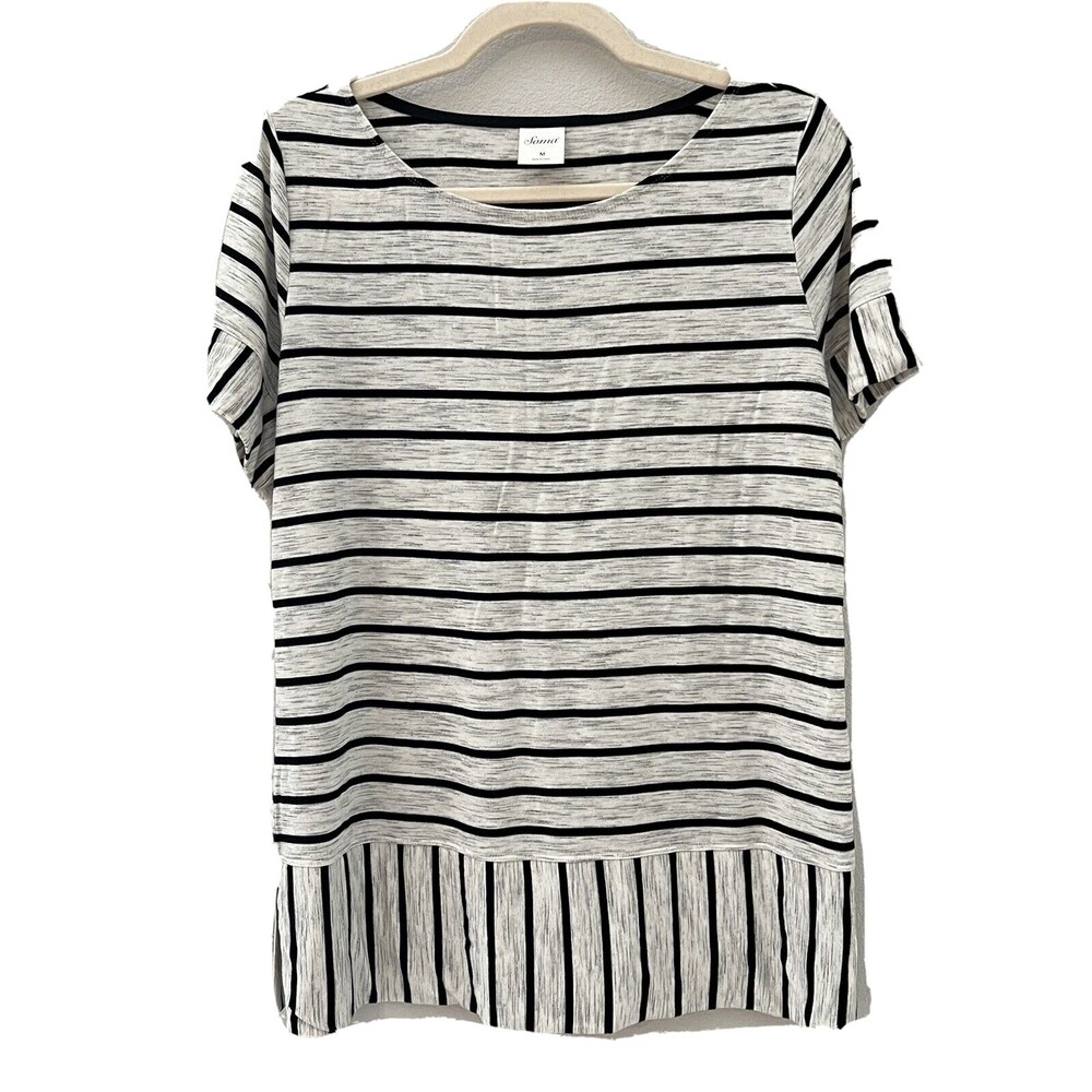 Soma Women's Striped Soft Stretchy Rayon Spandex Tunic Size M
